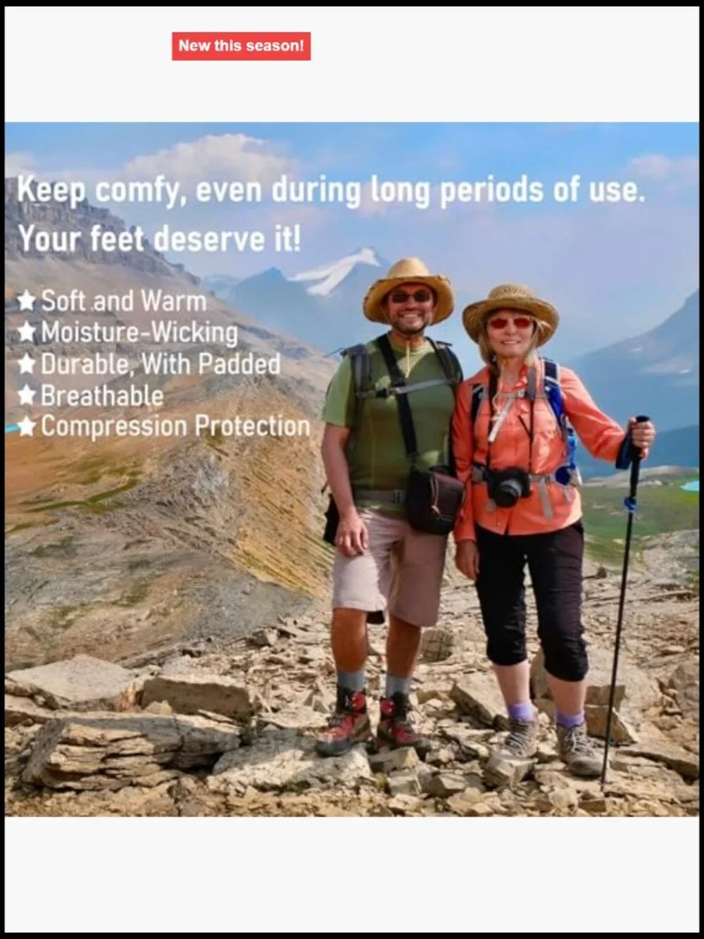 Crew Hiking Socks, Moisture Wicking, Arch Compression, Cushion Boot Socks